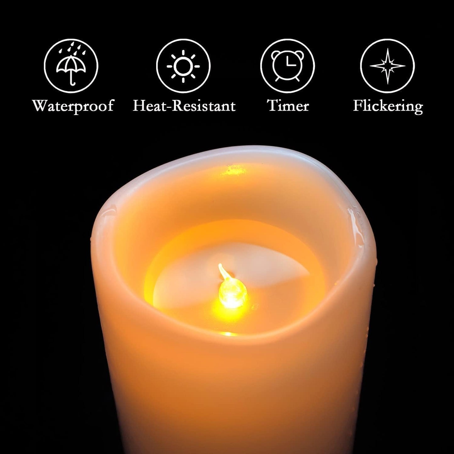 Homemory 4" x 8" Large Waterproof Outdoor Flameless Candles with Remote Control and Timer, Battery Operated Flickering LED Pillar Candles for Indoor Outdoor Lanterns, Porch, Long Lasting, Set of 4