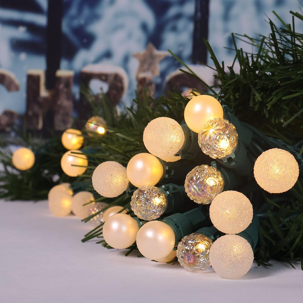 Christmas Lights Warm White 70 LED G15 Glass Blubs Globe String Light Plug in ETL Certified Outdoor Indoor String Light for Holiday Party Christmas Tree Patio Party Garden Yard Gazebo Wedding Decor