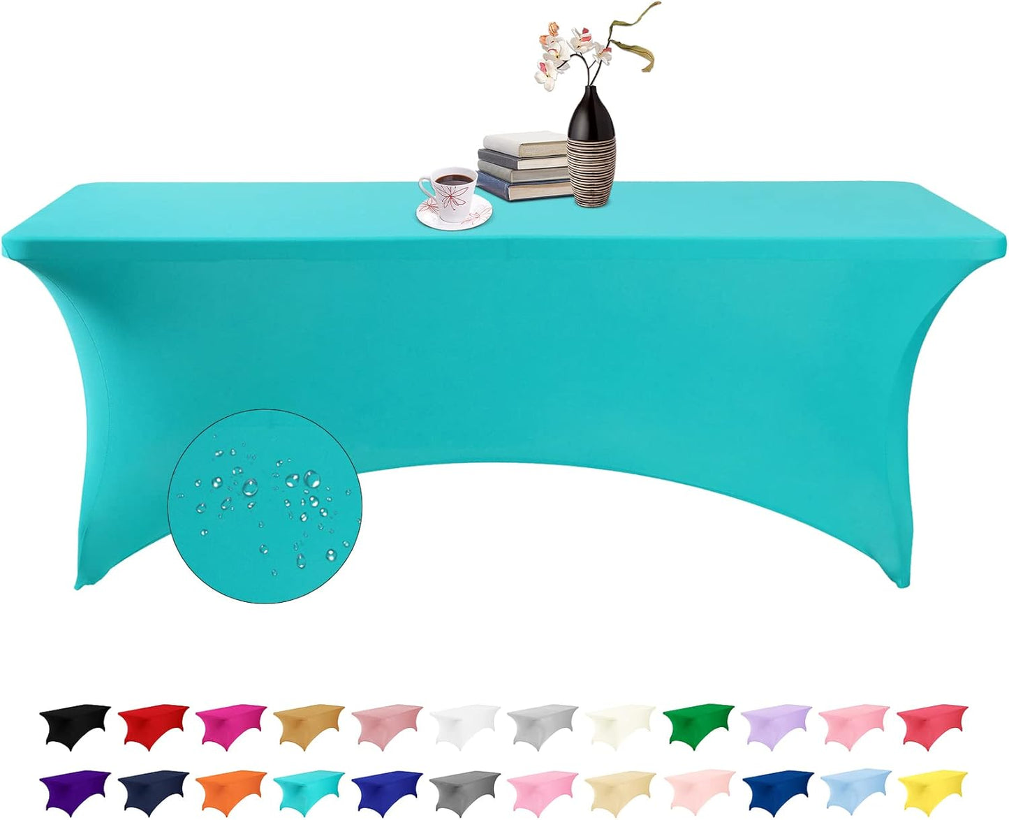 Spandex 8ft Waterproof Table Cover for Party,Wedding, Banquet, and Events(Turquoise)