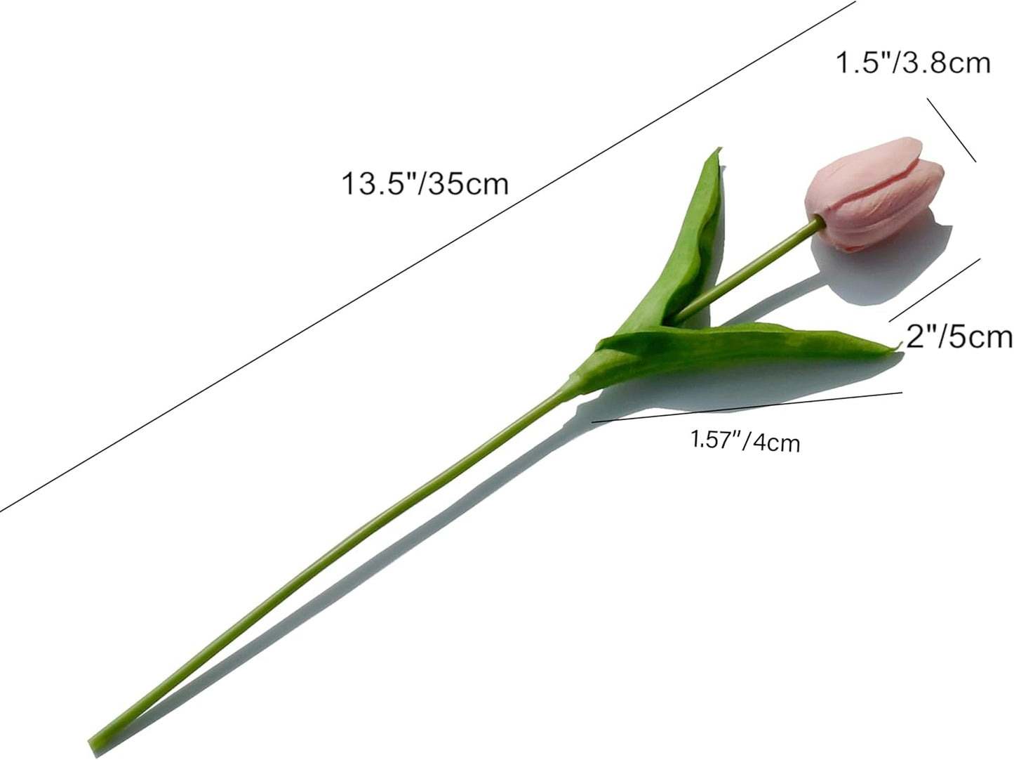 Mandy's Artificial Tulips 20 Stems Light Pink PU Faux Flowers for Wedding Home Decor 13.5 Inch