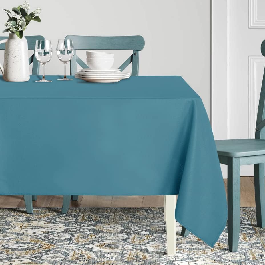 sancua Rectangle Tablecloth - 70 x 108 Inch - Stain and Wrinkle Resistant Washable Polyester Table Cloth, Decorative Fabric Table Cover for Dining Tables, Buffet Parties and Camping, Teal