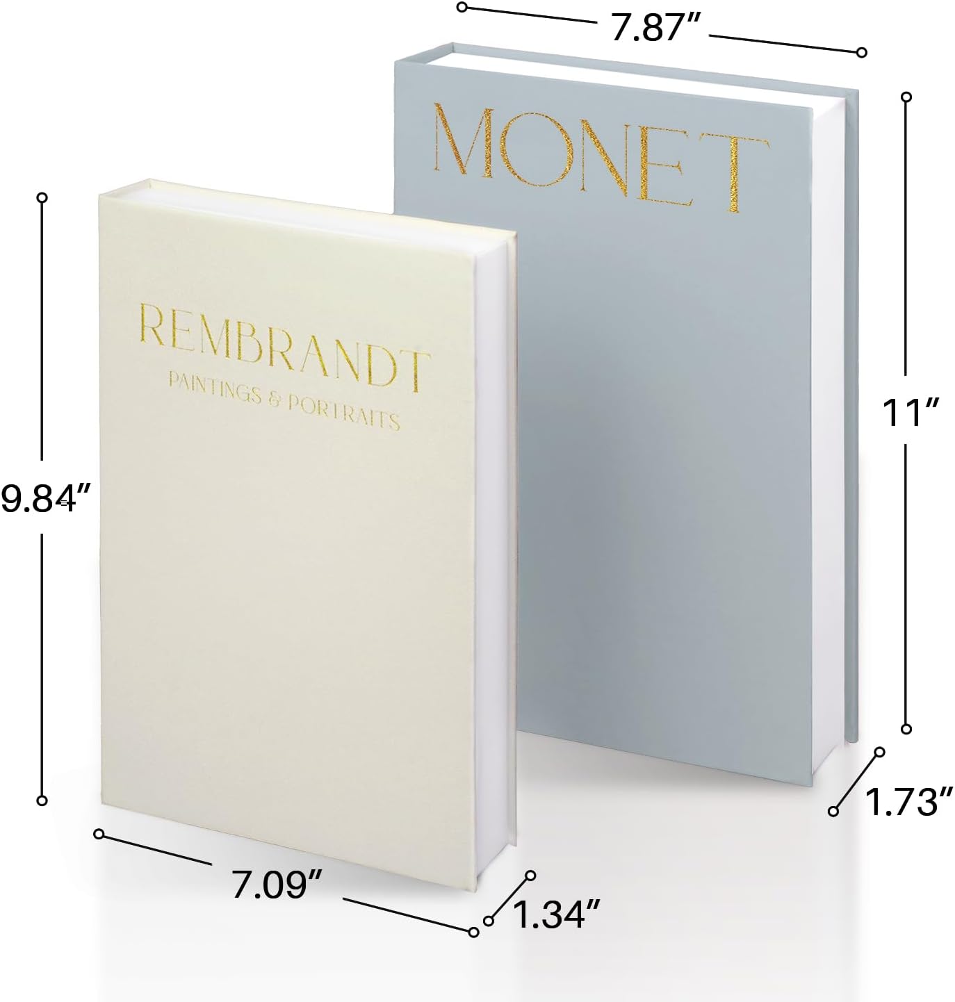 Linen Decorative Books for Home Decor,Set of 2 Aesthetic Faux Decor Book for Decoration,Fake Books for Bookshelf,Keepsake Storage Box (Blue & Beige)