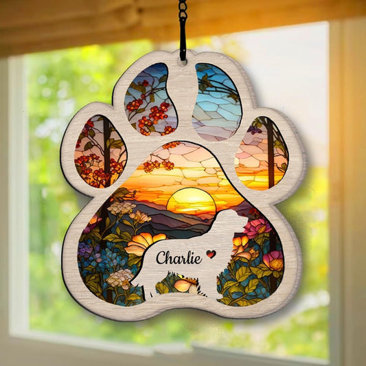 Personalized Golden Retriever Suncatcher Dog Memorial Gifts, Custom Golden Retriever Ornament Christmas Tree, Pet Remembrance Gift, Loss of Dog Sympathy Gift, Pet Loss Suncatcher