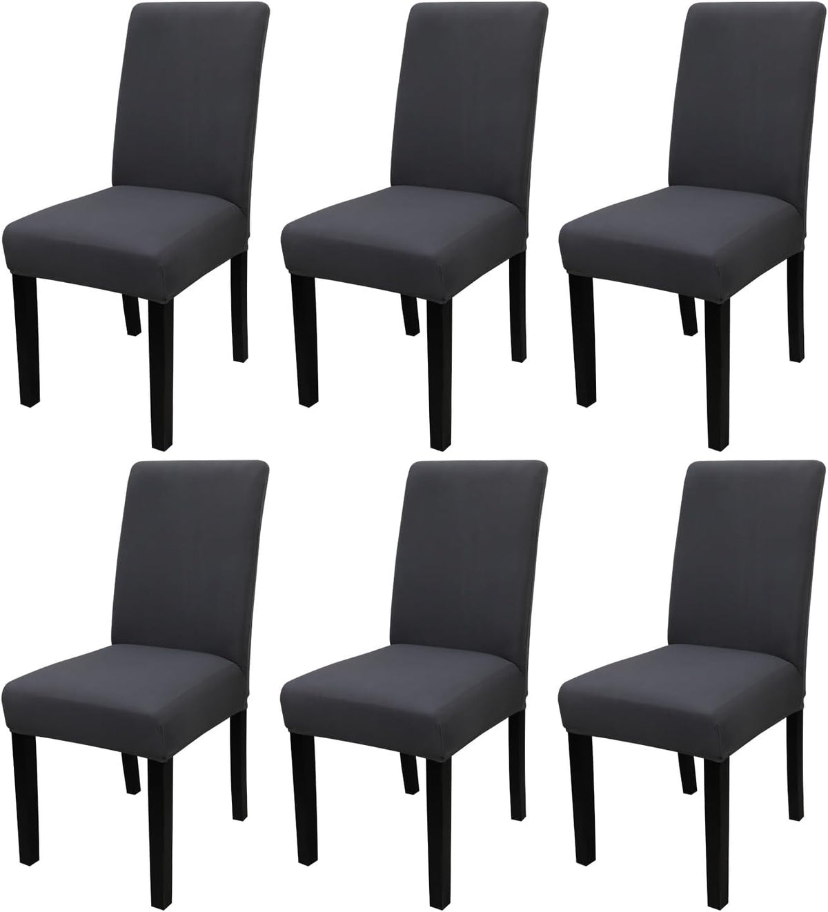 JQinHome 6 Pcs Dining Chair Slipcover,High Stretch Removable Washable Chair Seat Protector Cover for Home Party Hotel Wedding Ceremony (Grey)