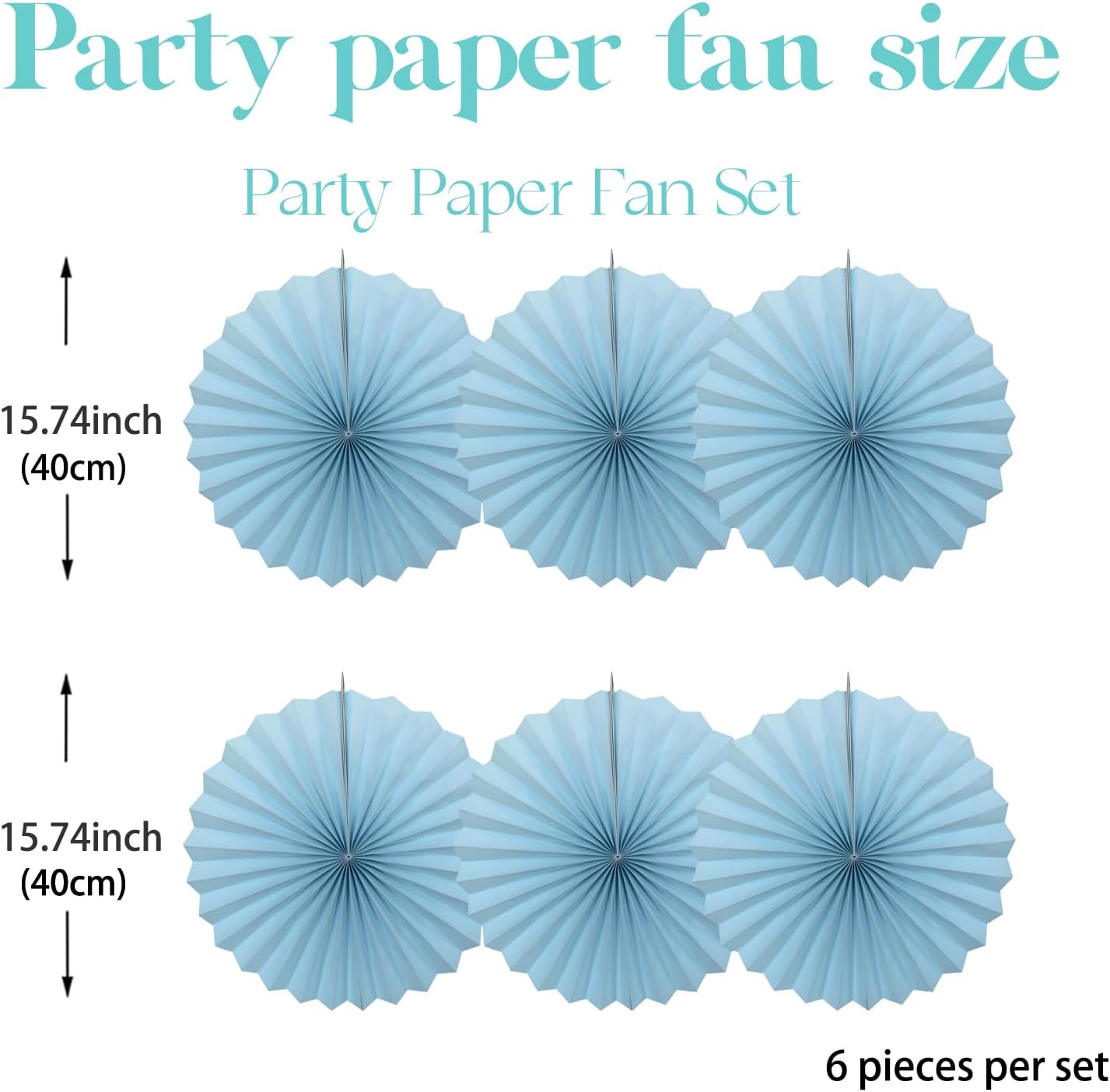Blue Graduation Party Decor,Baby Blue Party Decorations,Christmas Baby Shower Decorations,Under The Sea Decorations,Blue Bachelorette Party 16in Hanging Paper Fans 30 Color DIY Set (Light Blue)