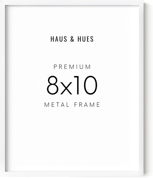 HAUS AND HUES White 8x10 Picture Frame - Modern Aluminum Wall Art Display - Minimalist, Lightweight 8x10 White Frame for Art Prints, Photos, Posters - Ready-to-Hang Vertically & Horizontally