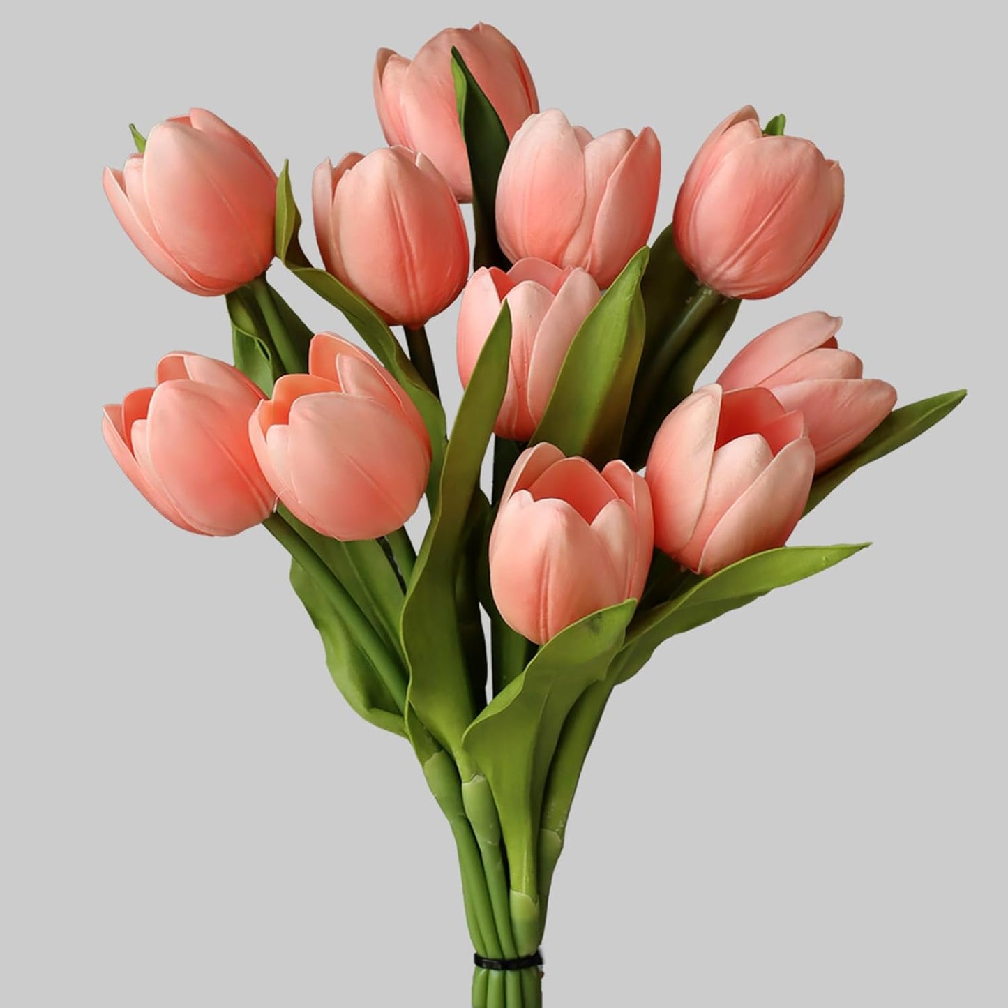 Buart Coral Pink Flowers Artificial Luxury Big Tulip Valentine's Day Mother's Day Easter Home Kitchen Wedding Decorations(11pcs)