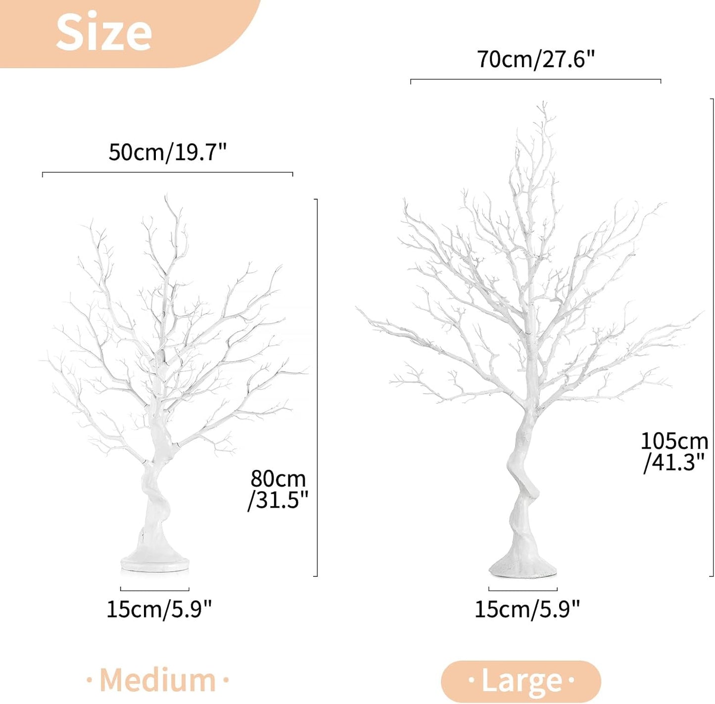 NUPTIO Artificial Christmas Tree Branch: 3.44 feet Tall White Manzanita Tree Halloween Centerpiece Wedding Centerpieces for Tables - Decorative Ornament Display Tree Branches for Weddings (2 Pc)
