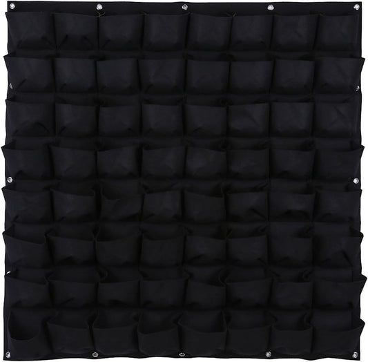 Ogrmar 64 Pockets Vertical Wall Garden Planter Plant Grow Bag for Flower Vegetable for Indoor/Outdoor (64 Pockets, Black)