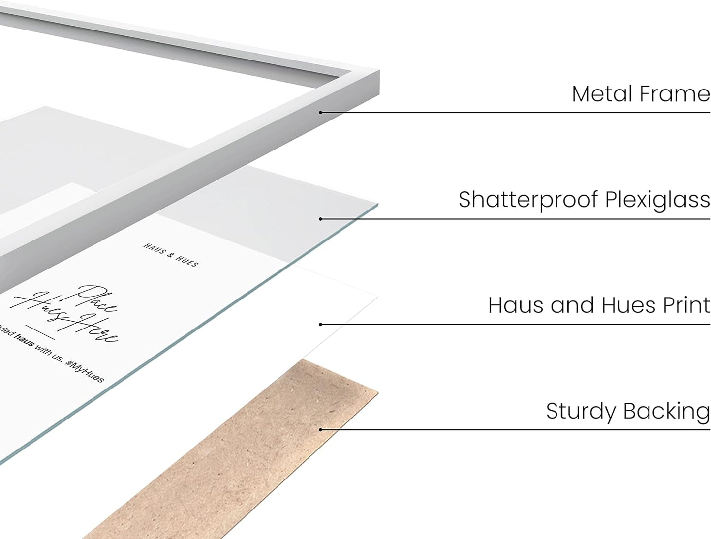 HAUS AND HUES 20x30 White Metal Picture Frames - Features Premium Aluminum, Vertical & Horizontal Hang, Shatterproof Plexiglass - Perfect for Home, Room, Office (20x30 in, White, Set of 6)