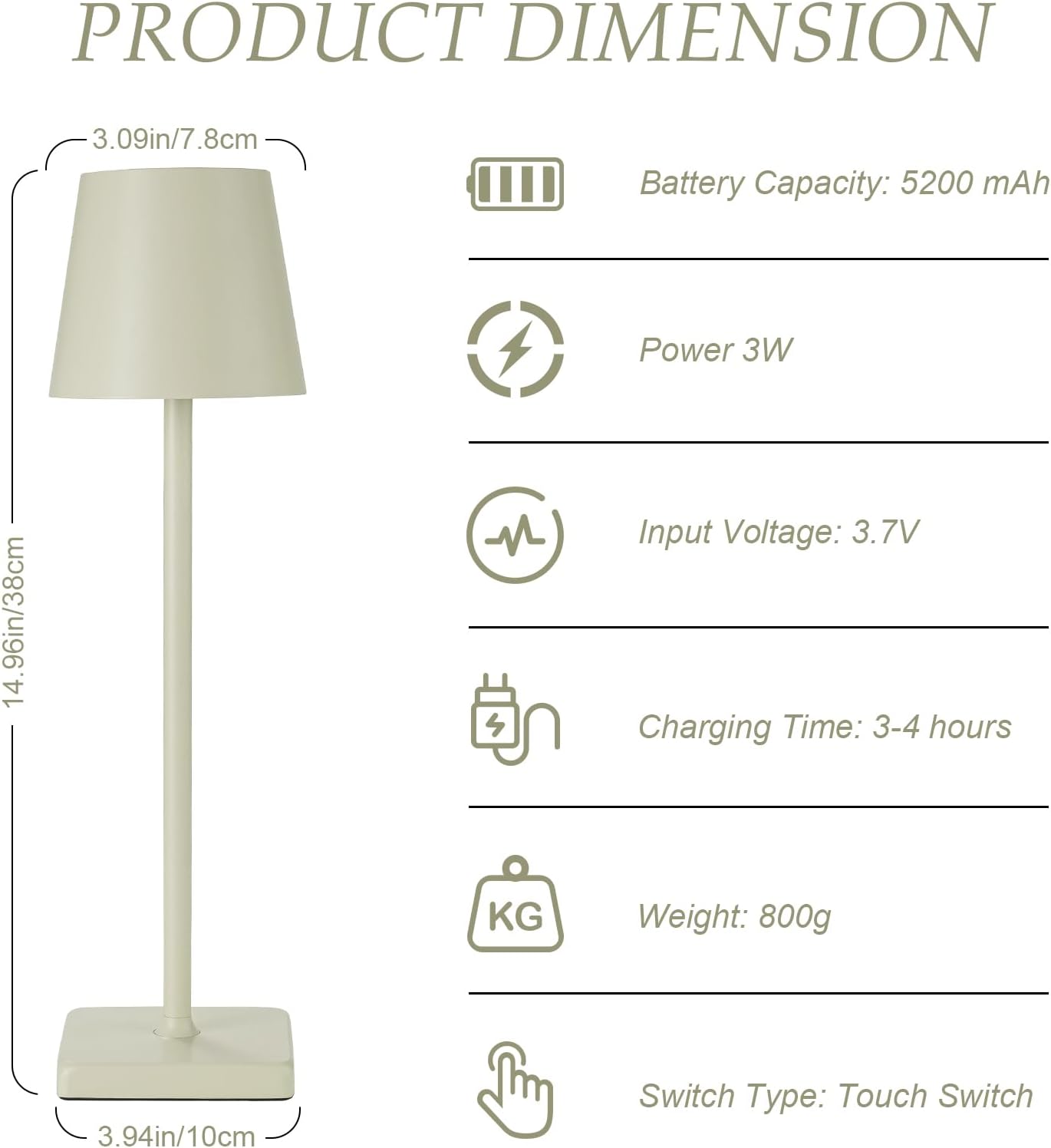 HASUN 2 Pack Cordless Table Lamp, Portable LED Desk Lamp, 5200mAh Battery Operated Lights, 3 Color Stepless Dimming Up, Night Light for Bedroom/Date/Bars/Cafe/Camping (Cream 2Pack)