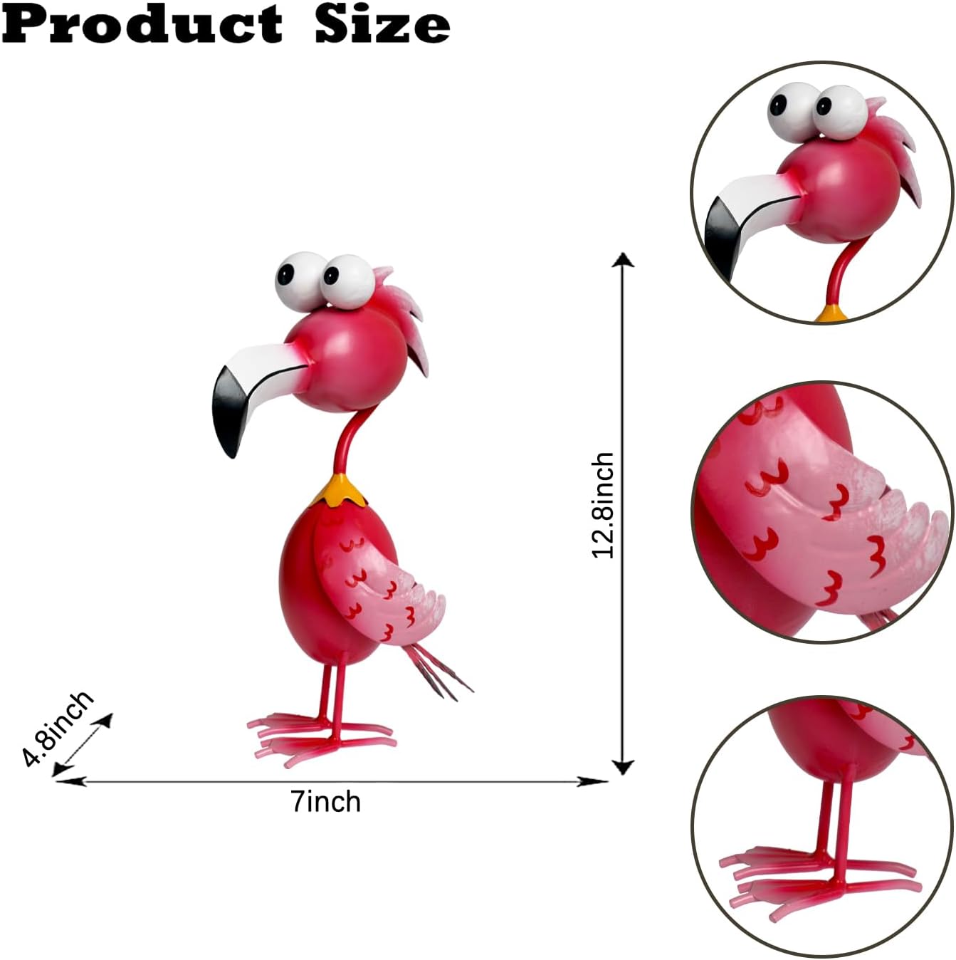 Kircust Flamingo Decor Yard Decorations Outdoor Garden Statue Outside Metal Bird Courtyard Art Pink Flamingos for Patio Backyard Porch Decoration