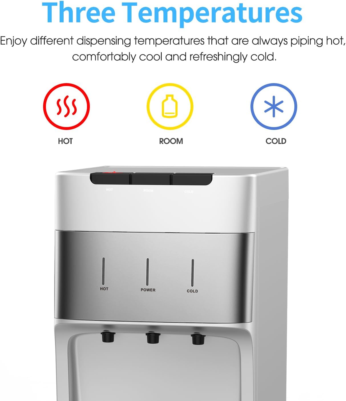 Self Cleaning Bottleless Water Cooler Dispenser with 4 Stage Water Filter 3 Temperature Settings Silver
