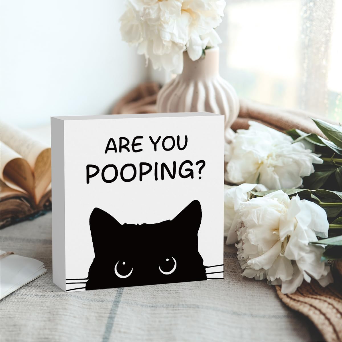 Funny Bathroom Decor Are You Pooping Cat Sign Funny Bathroom Toilet Table Decoration Funny Cat Gifts Bathroom Wall Decor Cat Gifts for Women Gifts for Cat Lovers, Funny Bathroom Wooden Box Sign Decor
