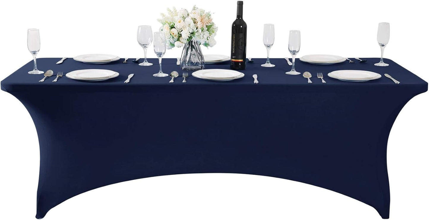 Spandex Table Cover for 8FT or 4ft or 6ft Table Universal Fitted Stretch Tablecloth for Party, Banquet, Wedding and Events-Navy