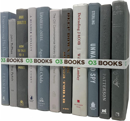 Curated Decorative Books Hardcover Décor Books for Home Décor, Choose Color, Interior Design, Office, Wedding Display, Instant Library, or Staging (Half Foot, Gray)