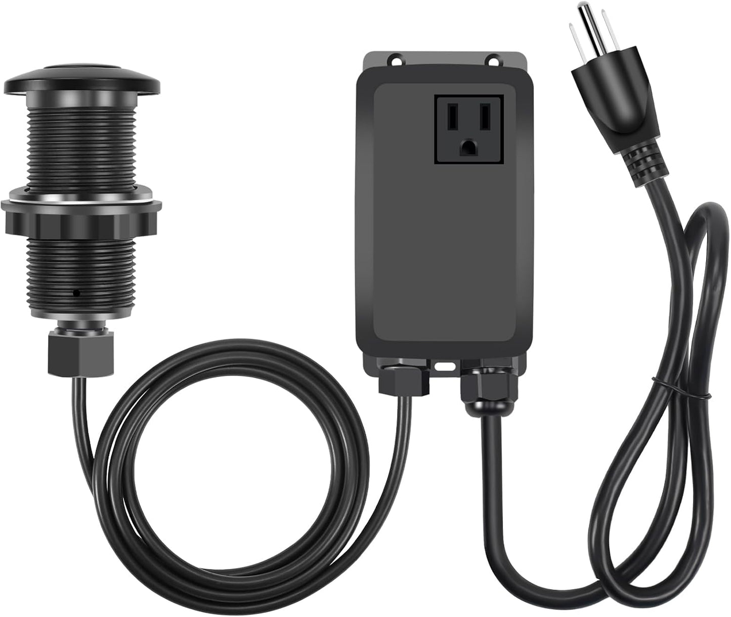 Garbage Disposal Air Switch Kit, Garbage Disposal Button, Sink Top Waste Disposer On/Off Switch, Matte Black (Stainless Steel Cover), UL Listed Air Switch Compatible with All Garbage Disposals