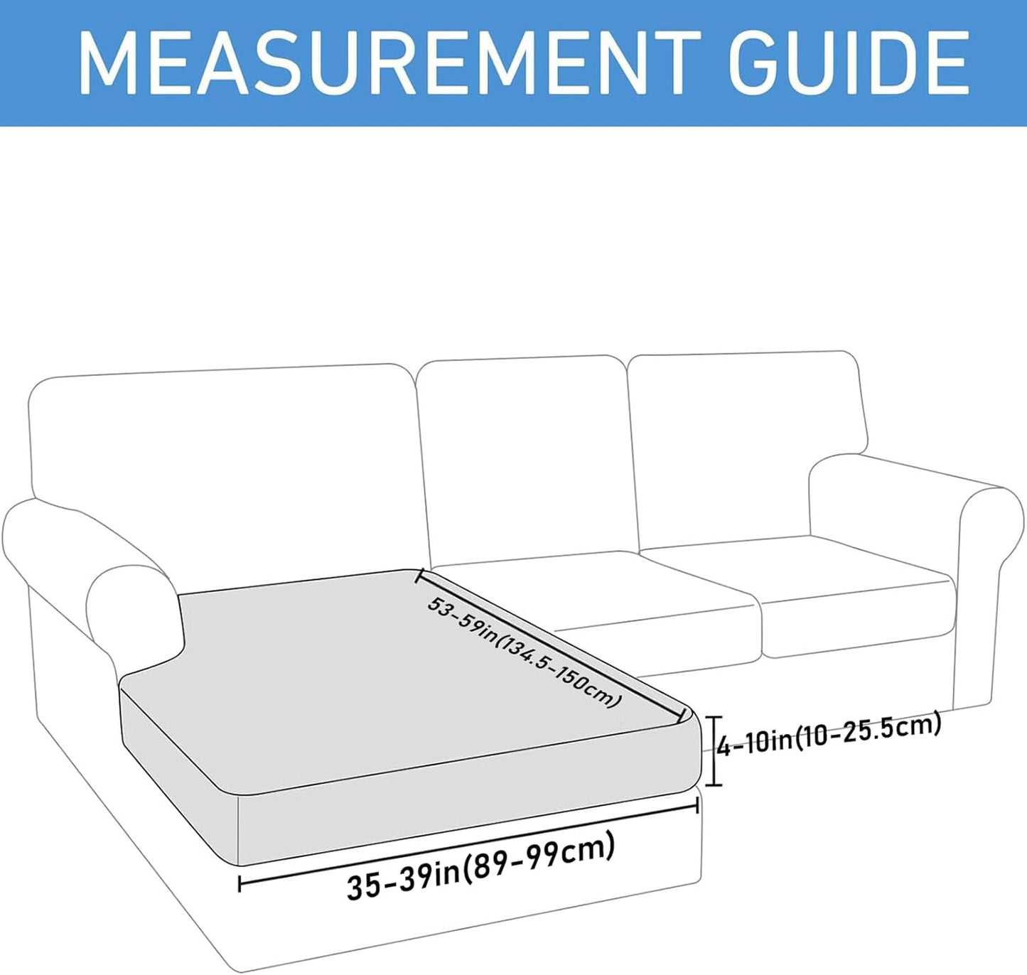 hyha Waterproof Couch Cushion Covers, Sectional Sofa Slipcovers Washable, L Shape Chaise Dog Couch Covers for Sectional Sofa, Universal Furniture Protector (1 Piece for Chaise, Black)