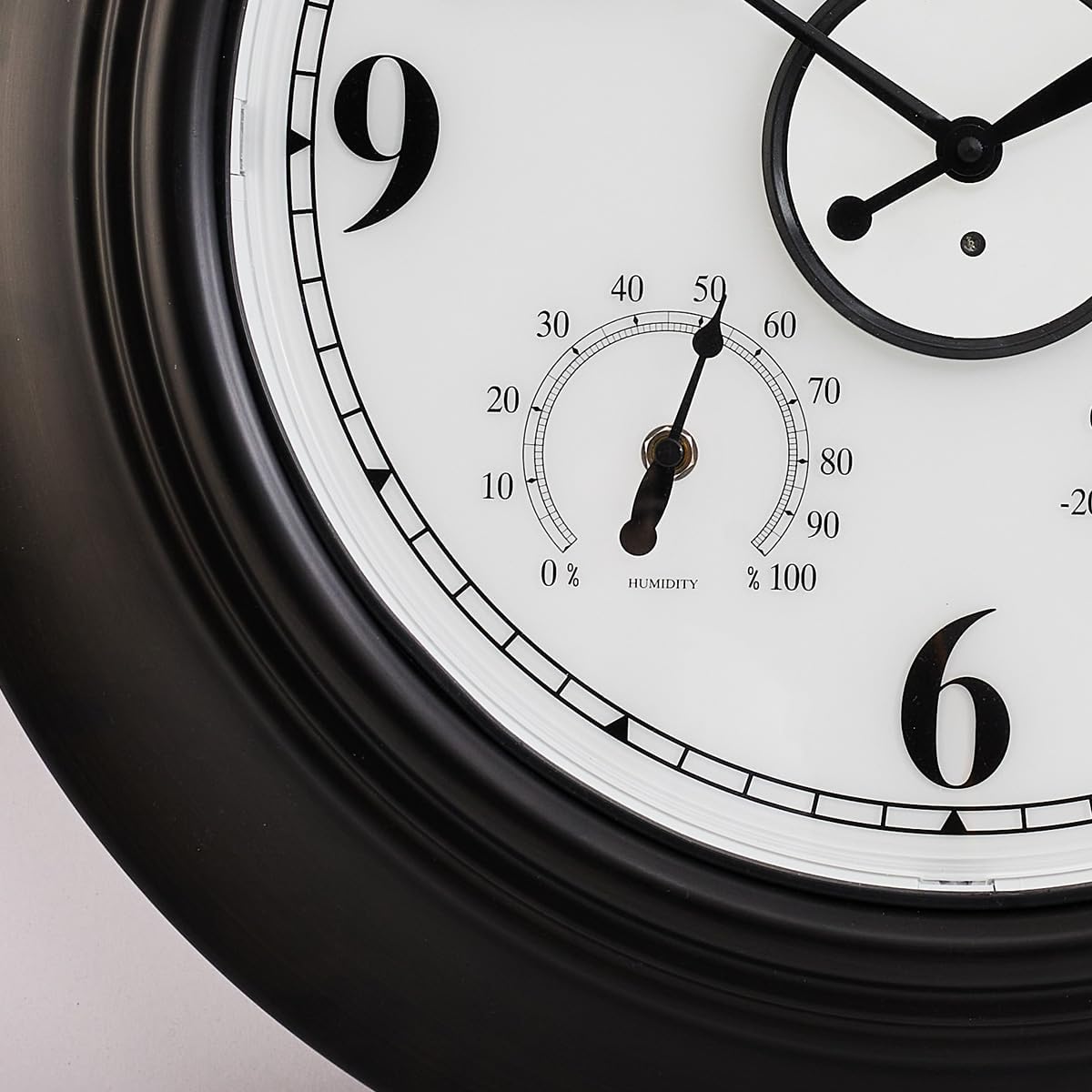 Andy Star 21 Inch Large Illuminated Outdoor Wall Clock Waterproof with Thermometer and Hygrometer, Oversized Battery Wall Clock for Patio Pool, Oil Rubbed Bronze Silent Non Ticking Clock for Garden