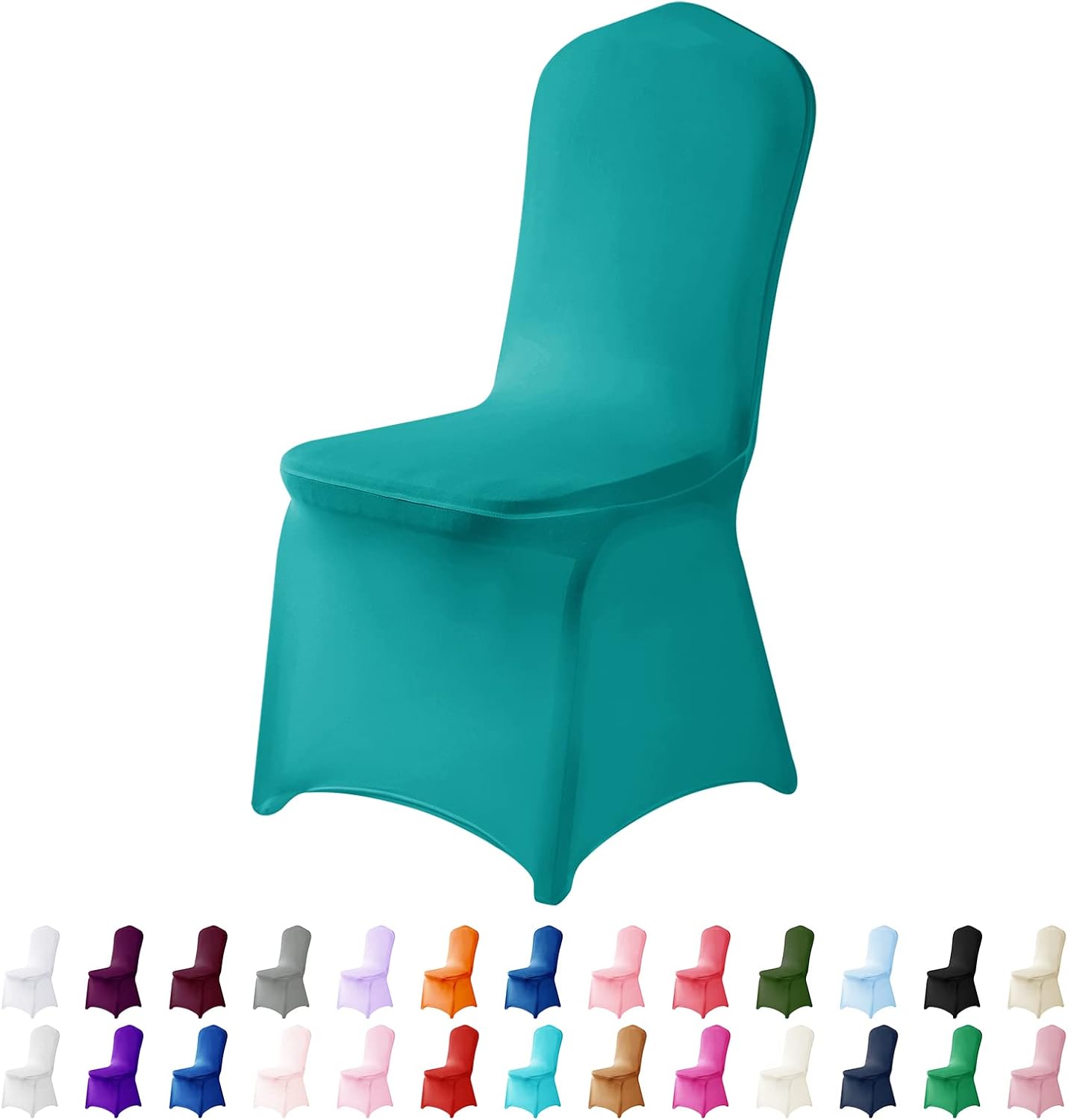 Spandex Chair Covers, 12PCS, Washable Protector for Living Room, Party, Banquet, Wedding, Hotel (Turquoise)