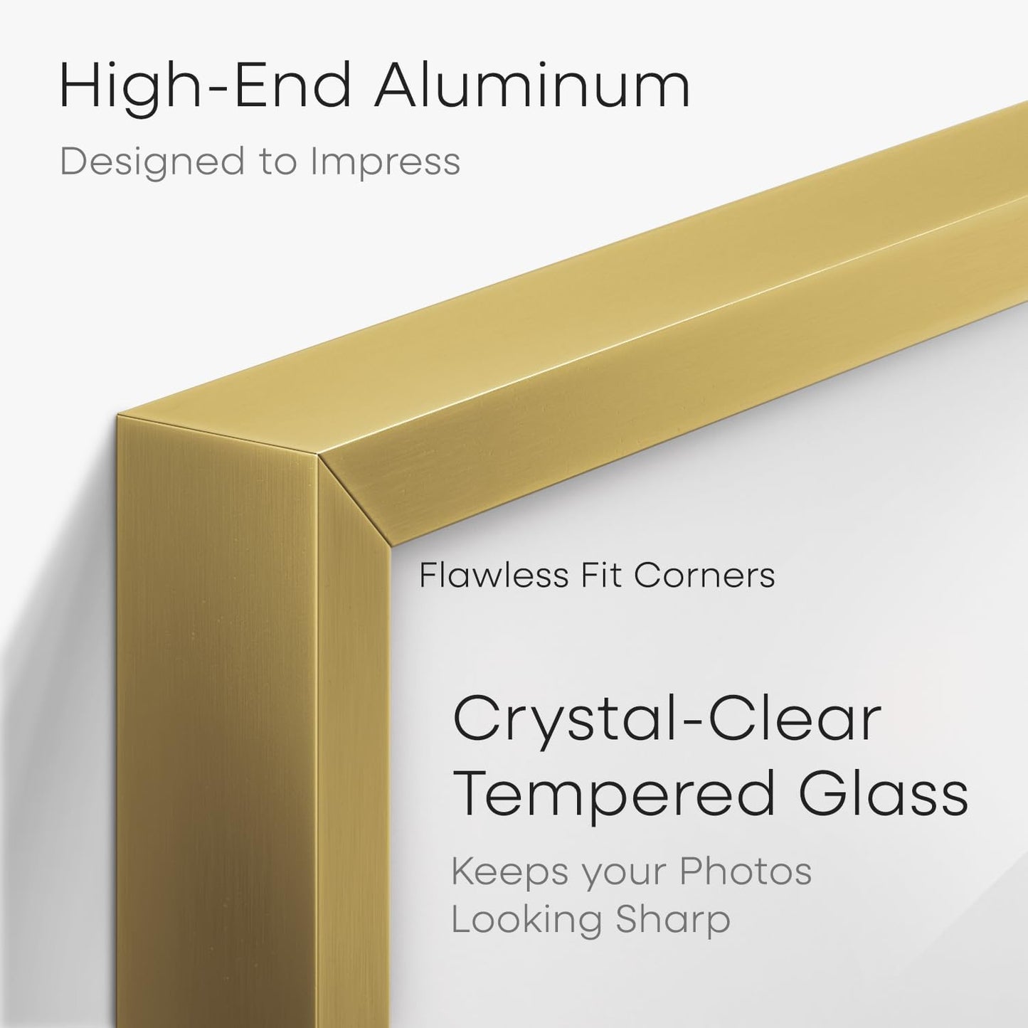 Homeforia 12x17 Picture Frame Gold, High End Metal 12x17 Poster Frames with Mat 10x15 Photo, 12 x 17 Gold Frame Matted to 10 by 15 Print, 17by12 Thin Hanging Frames, Tempered Glass, Wall Kit, Set of 1