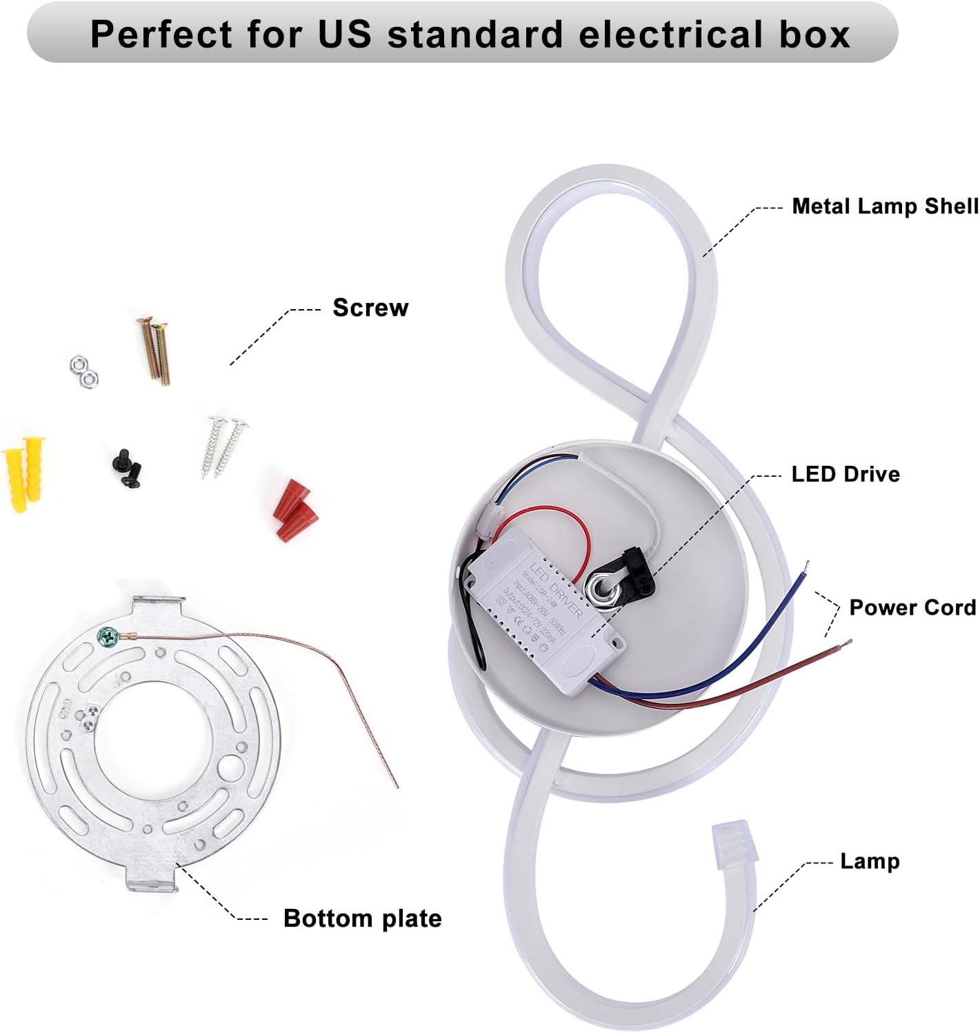 XEYOU 22W Modern Wall Sconce Lighting Indoor LED Creative Wall Light Fixture Music Symbol Art Decoration Wall Lamp for Living Room Bedroom Stair Corridor, White 4500K