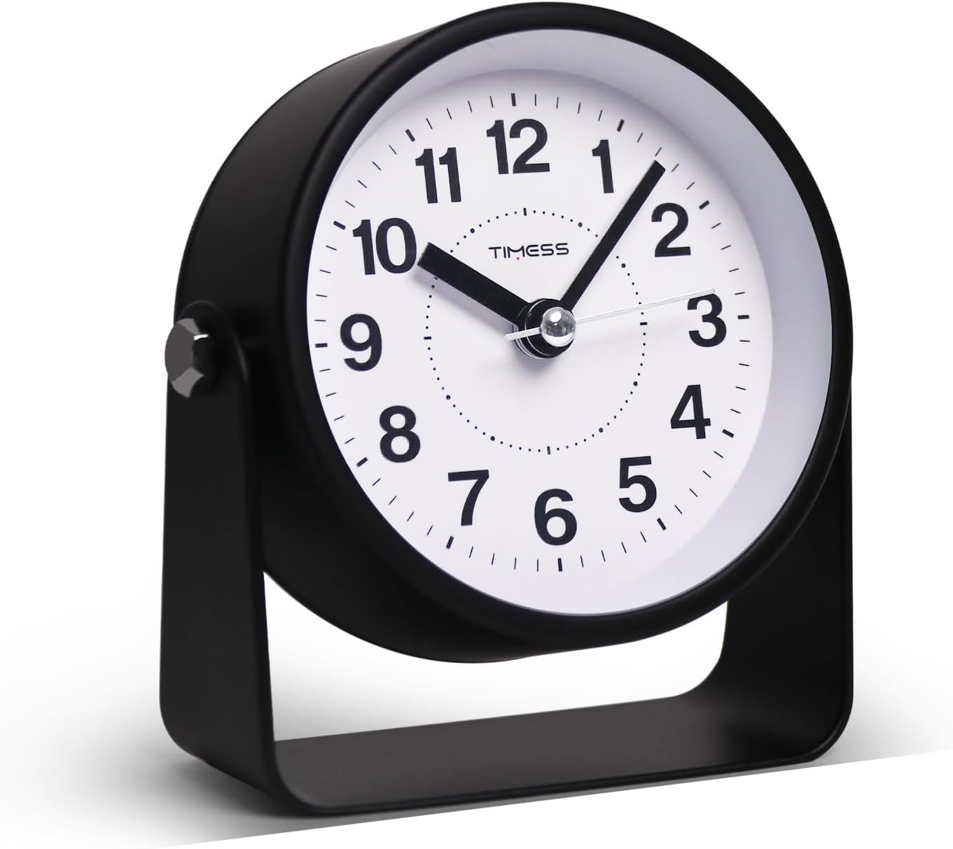 Analog Alarm Clock, Silent Non-Ticking Quartz Movement, Battery-Operated with Snooze & On-Demand Light, Easy to Set Gentle Wake Bedside Desk Clock, Ideal for Home, Travel, Office (Black)