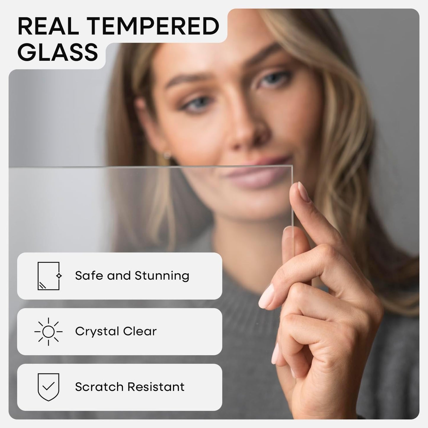 Homeforia 8x8 Picture Frame Black Wood, High-End Oak 8 x 8 Square Frames with Mat 6 by 6 inch Photo, 8x8 Wooden Frame Matted to 6x6 Art, 8by8 Wall or Tabletop Frame, Tempered Glass, Wall Kit, Set of 1