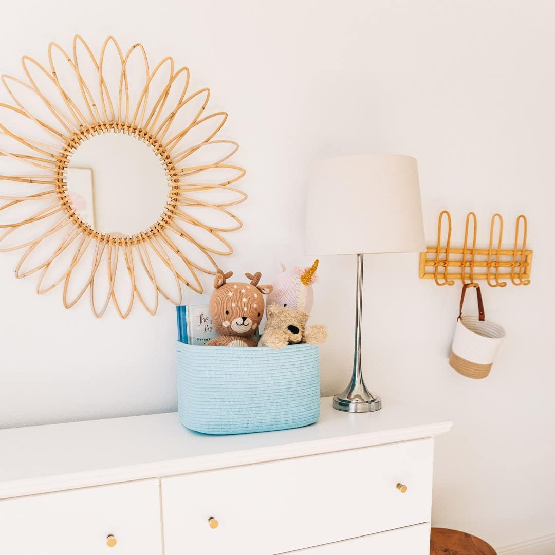 OrganiHaus Woven Storage Baskets for Organizing, Cotton Rope Organizer Bins for Shelves, Closet & Nursery, Dog Toy Basket, Decorative Bins for Toys, Towels & Books - 15x10x9, Blue