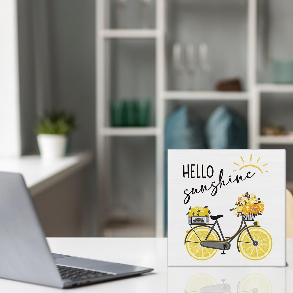 Lemon Decor Summer Decorations Hello Sunshine Wooden Sign Rustic Home Decor 5 x 5 Inches