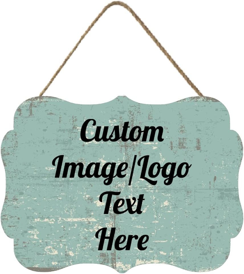 Personalized Wooden Welcome Sign Front Door Decor Home Sign Customized Image/Text Hanging Farmhouse Decorations for Home Office 11.2 * 8 Inch