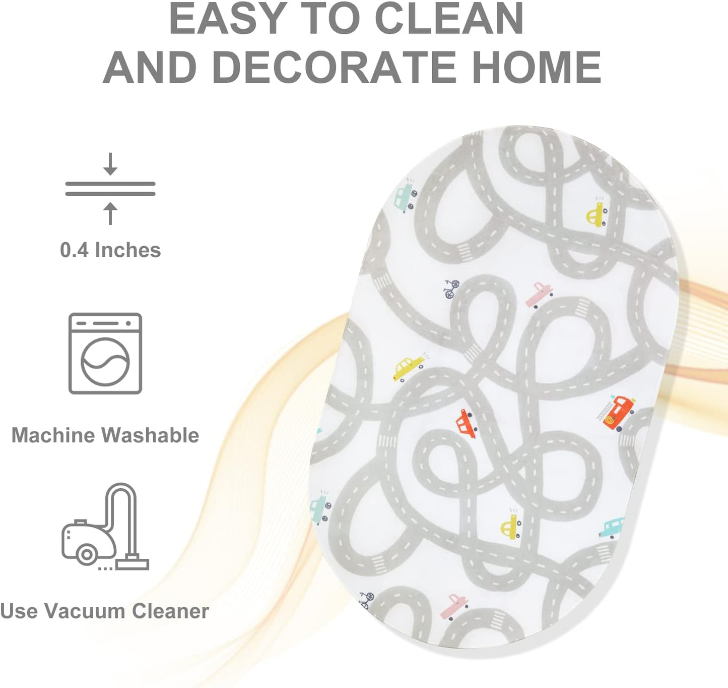 STARUIA Road Traffic Kids Rug Children Playing with Cars Playmat 3x5 Ft, Washable Play Carpet for Kids Playroom, Non-Slip Have Fun Safe Baby Nursery Rug for Toddler Boy's Bedroom Game Room Grey