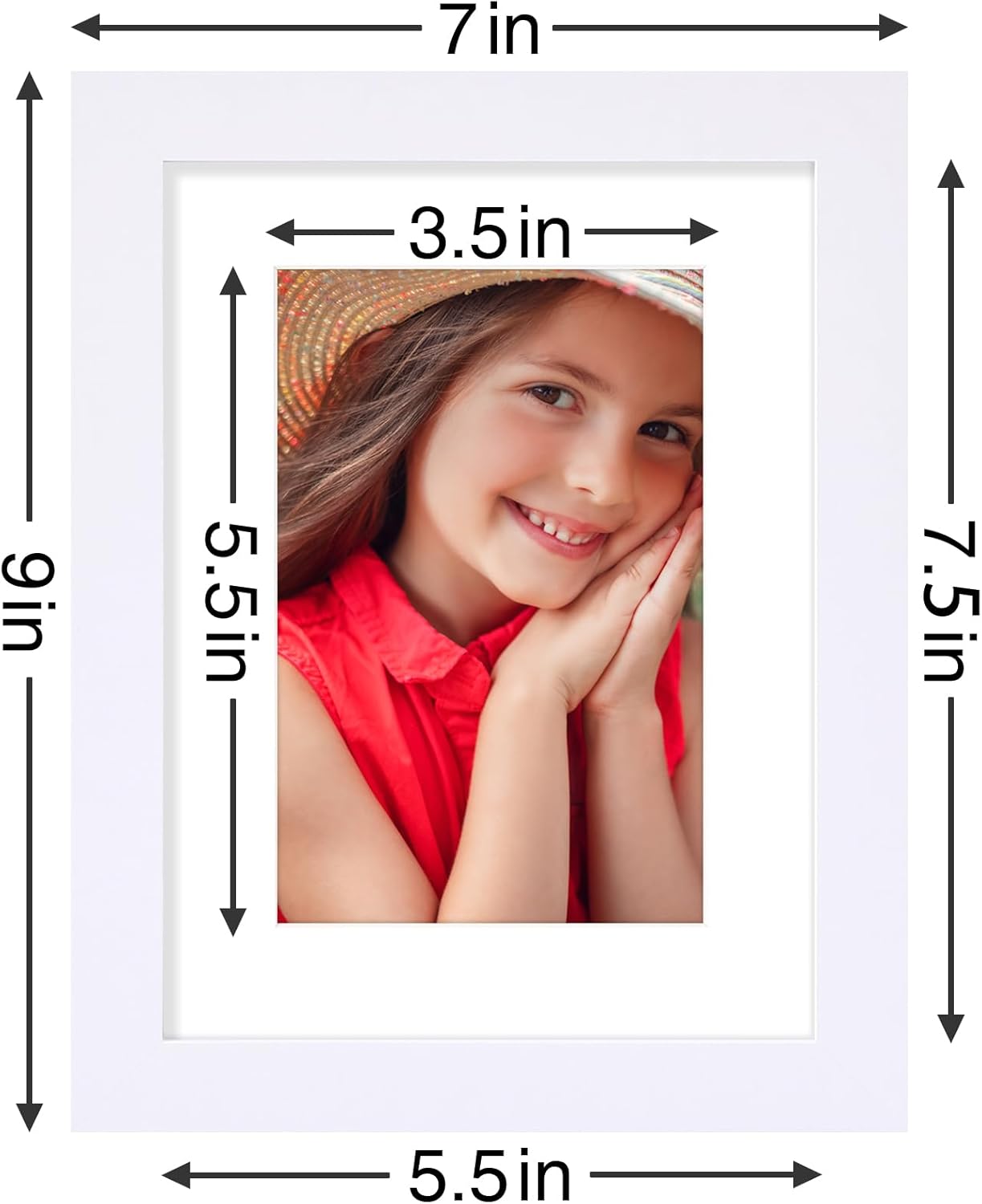 Vittanly 6x8 Picture Frames Set of 9, Shatter Resistant Plexiglass, Display 4x6 Pictures with Mat or 6x8 without Mat, Photo Frames for Wall or Tabletop, Engineered Wood, White