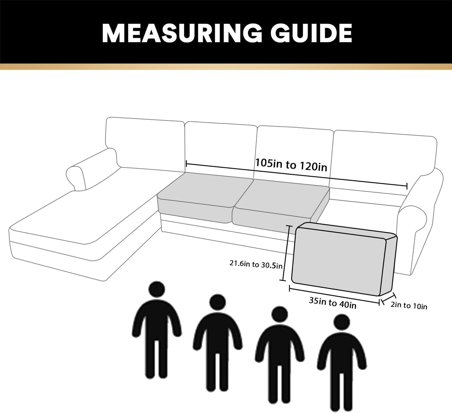 PrinceDeco Velvet Couch Cushion Covers 3 Pieces Velvet Separate Couch Cover Stretch Sofa Slipcover Washable Furniture Protector for Sectional Sofa Each Width Up to 40", Brown