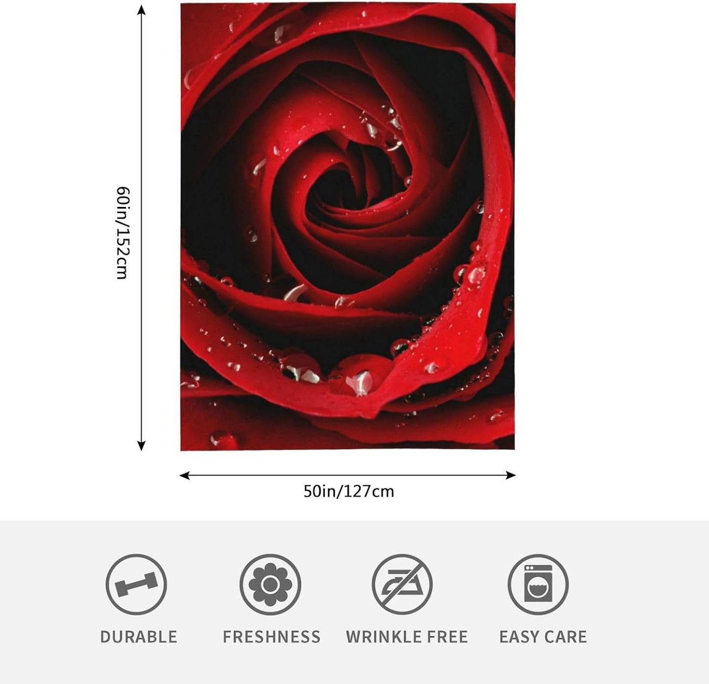 HGOD DESIGNS Red Rose Throw Blanket Ultra Soft Warm All Season Rose Decorative Fleece Blankets for Bed Chair Car Sofa Couch Bedroom 50"X60"