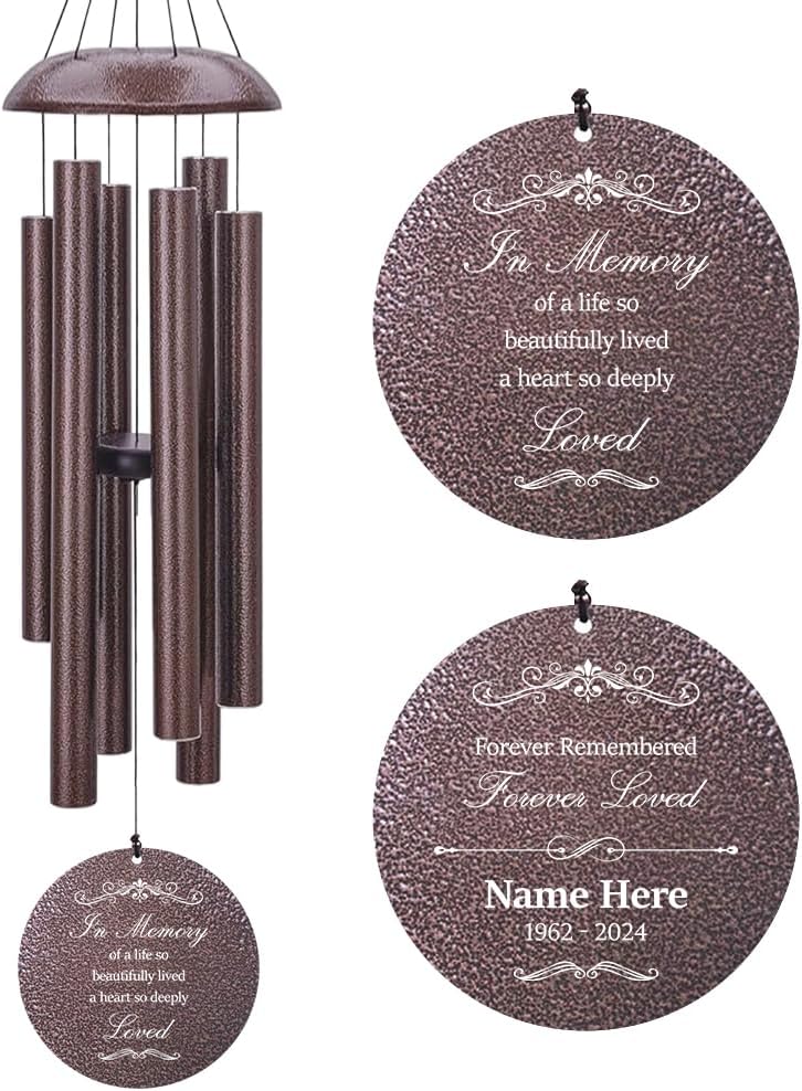 Personalized Sympathy Wind Chimes, Sympathy Gift After Loss of Mom Dad, or Loved One, Memorial Garden Remembering a Loved One Memorial Gifts