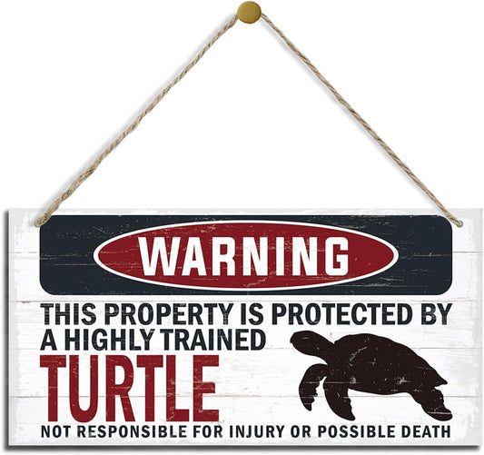 Warning Sign, Turtle Warning Wood Plaque Sign, Funny Door Signs, Decorative Wood Hanging Suspension Plaque, Farmhouse Wooden Wall Decor, Outdoor Hanging Wooden Signs