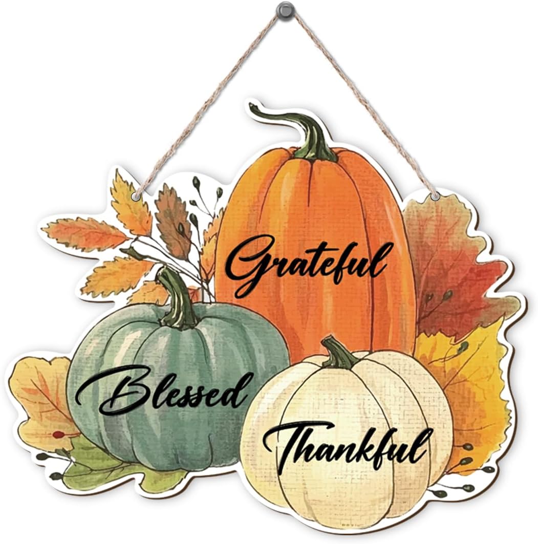 Fall Vibes Door Hanger Sign, Wooden Maple Leaves Mushroom Hanging Decor for Front Door, Fall Wood Wreath Wall Decor for Autumn Harvest Thanksgiving Home Decors, Housewarming Gift