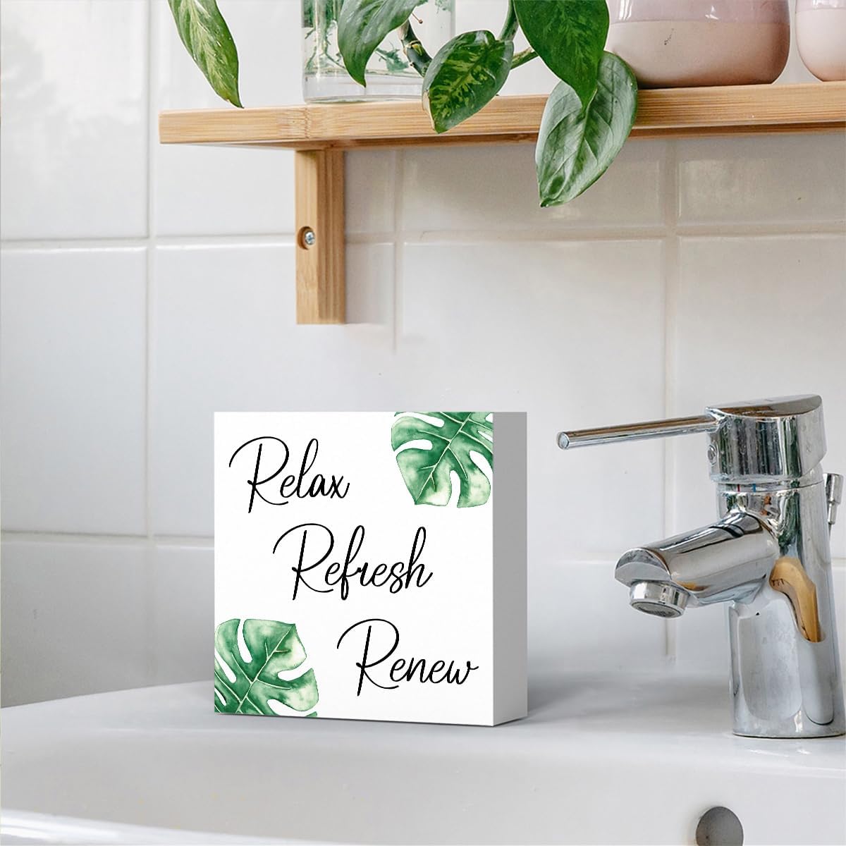 Boho Bathroom Decor, Funny Bathroom Decor, Funny Bathroom Wall Art, Black and White Bathroom Decor, Bathroom Decor for Shelves, Wooden Box Decor Sign for Home Farmhouse Office Living Room Table Shelf