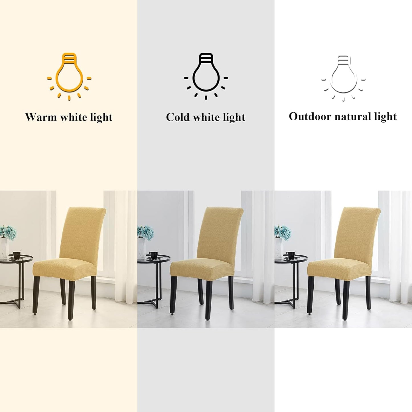 Joccun Chair Covers for Dining Room Set of 4,Dining Chair Slipcovers Stretch Dining Room Chair Covers Seat Protector,Washable Parsons Chair Cover for Home,Hotel(Parmesan,4 Pack)