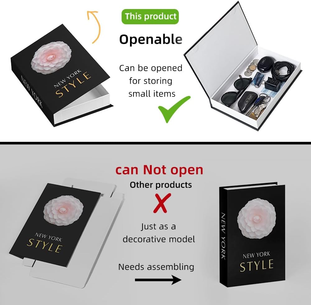 Decorative Storage Book Box – Hidden Storage for Remote Controls, Keys, and Small Items – Elegant Home Decor for Living Room, Bedroom, Coffee Table – Modern Style Faux Book Organizer (New york)