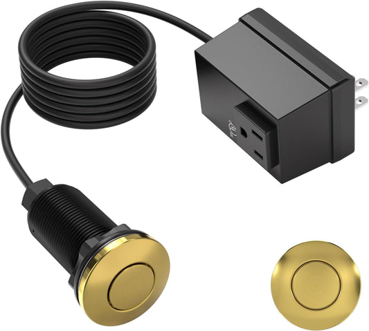 APIELE Garbage Disposal Air Switch Kit, Sink Top Push Button Switch for Food Waste Disposer, UL Listed 3.6" Long On/Off Air Button (Yellow Bronze)