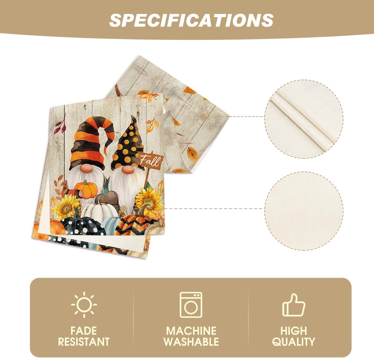 Artoid Mode Wood Gnomes Pumpkins Sunflower Maple Leaves Fall Table Runner, Kitchen Dining Table Decoration for Home Party Decor 13 x 36 Inch