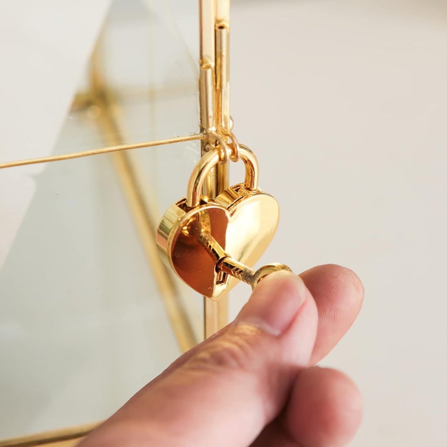 Glass Card Box with Slot, 10.2 inch Large Gold Clear Card Box for Wedding Receptions, Decorative Storage Box with Lock for Baby Shower, Birthday Party, Bridal Shower