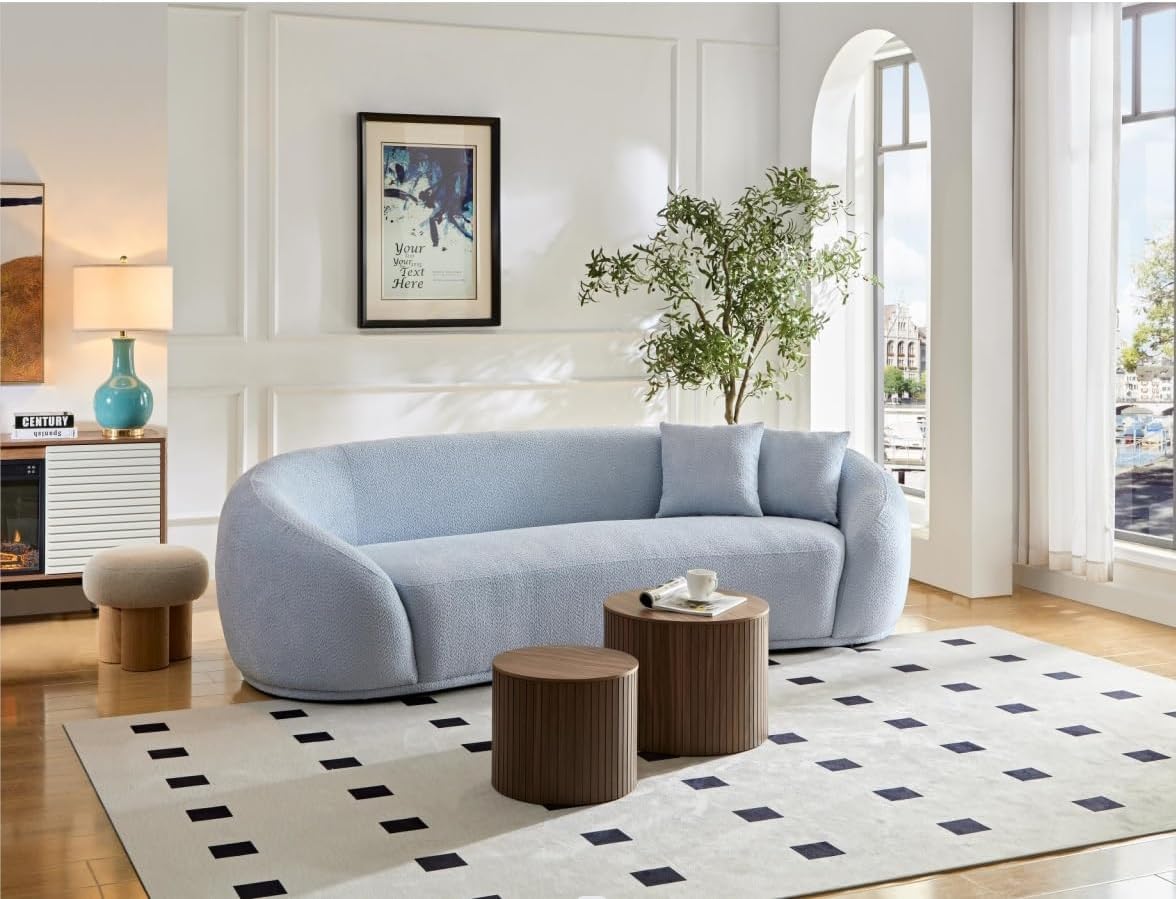 Nesting Coffee Table Set of 2,Modern Round Wooden Coffee Tables with Storage,Luxury Side Table Accent End Table for Small Space Living Room Apartment