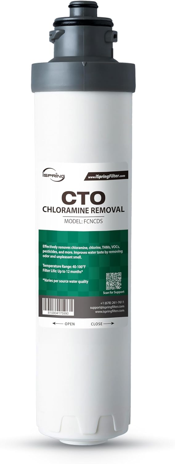 iSpring FCNCDS SGS-Tested Chloramine Removal CTO Carbon Block Replacement Water Filter Cartridge for DS4 Series