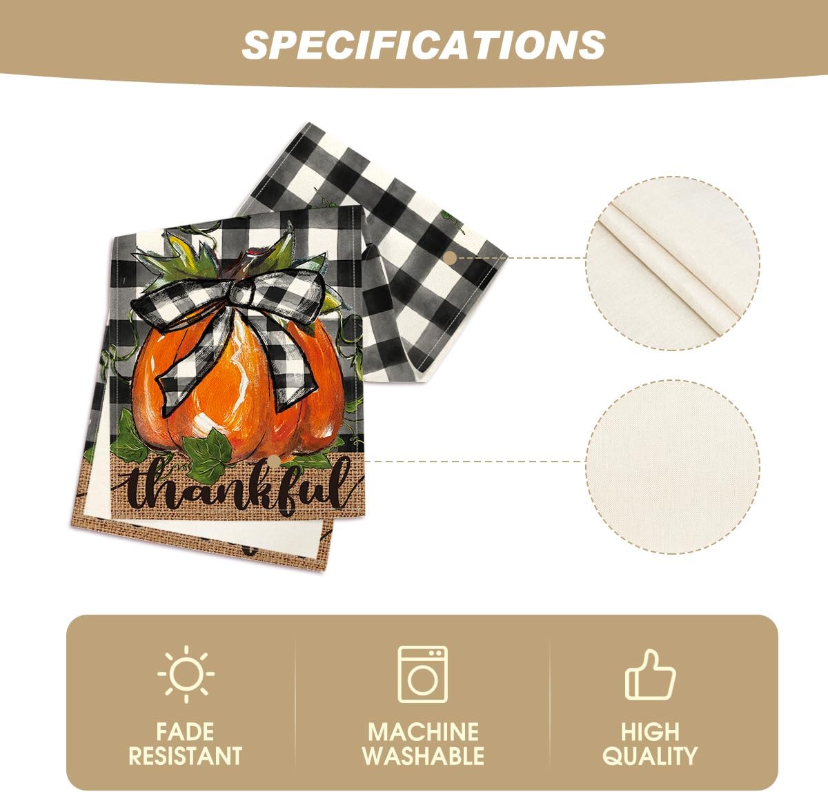 Artoid Mode Buffalo Plaid Bowknot Pumpkin Thankful Fall Table Runner, Autumn Thanksgiving Kitchen Dining Table Decoration for Home Party Decor 13x60 Inch