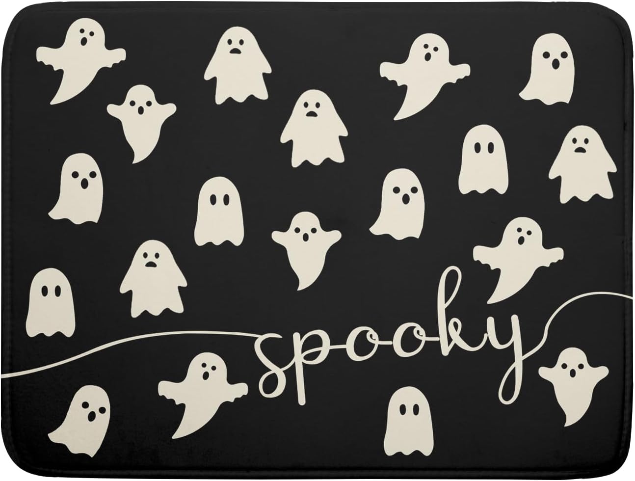 Halloween Dish Drying Mat for Kitchen Counter Spooky Ghost Holiday Super Absorbent Reversible Microfiber Kitchen Countertop Protector Dishes Pad Large 18x24 inch