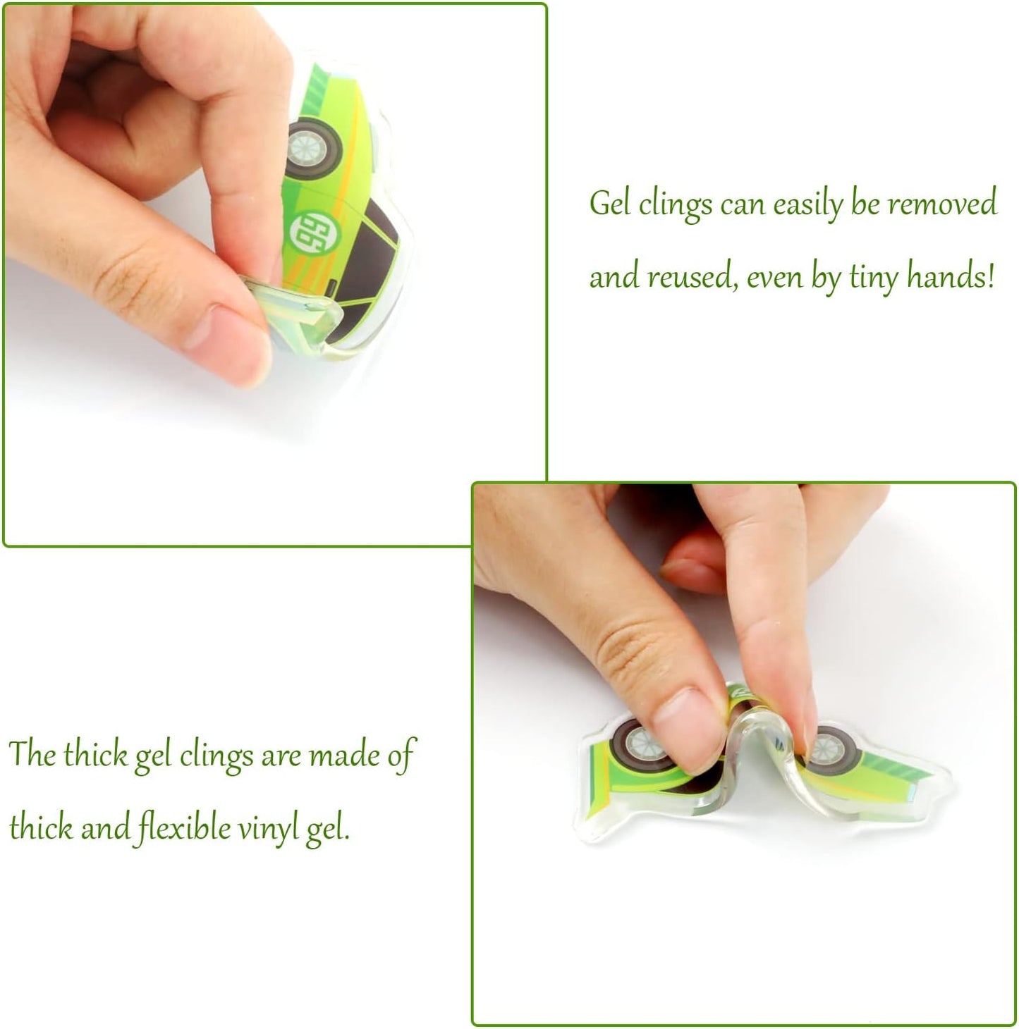 23 PCS Racing Car Thick Gel Clings Car Themed Window Gel Clings Decals Stickers for Kids Toddlers and Adults Home Airplane Classroom Nursery Transportation Party Supplies Decorations Removable and