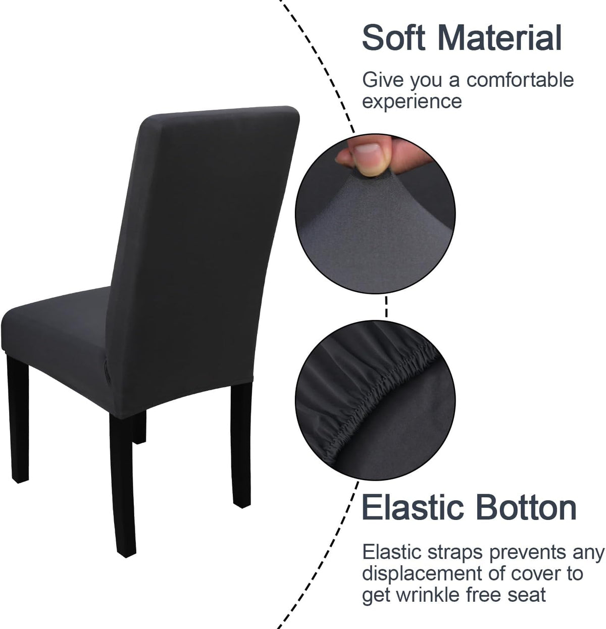 JQinHome Dining Chair Covers Dining Room Chair Slipcovers,High Stretch Removable Washable Parsons Chair Slipcover for Home Party Hotel Wedding Ceremony (Grey)